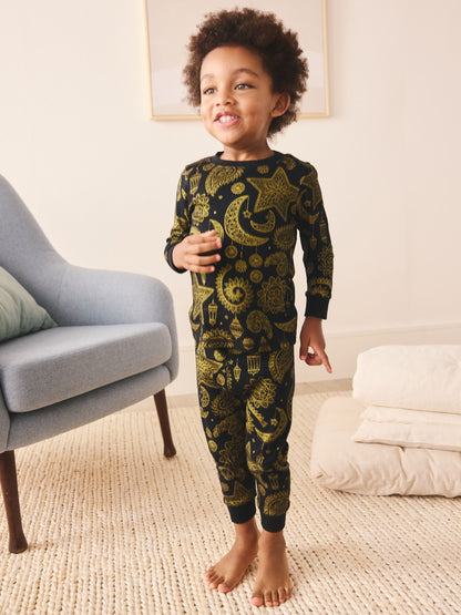 Black/Gold Snuggle Fit Pyjamas (9mths-12yrs) image 1