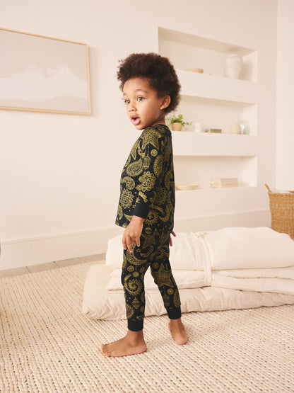 Black/Gold Snuggle Fit Pyjamas (9mths-12yrs) image 3