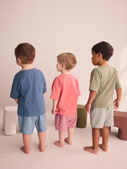 Blue/Green/Coral Transport Short Pyjamas 3 Pack (9mths-8yrs) image 3