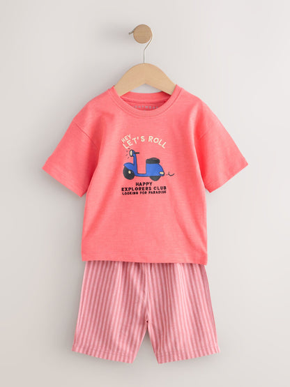 Blue/Green/Coral Transport Short Pyjamas 3 Pack (9mths-8yrs) image 6