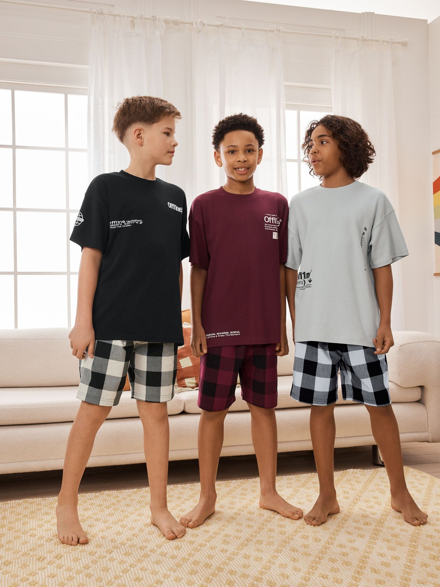 Black/White/Red Check Woven Short Pyjamas 3 Pack (3-16yrs) image 6