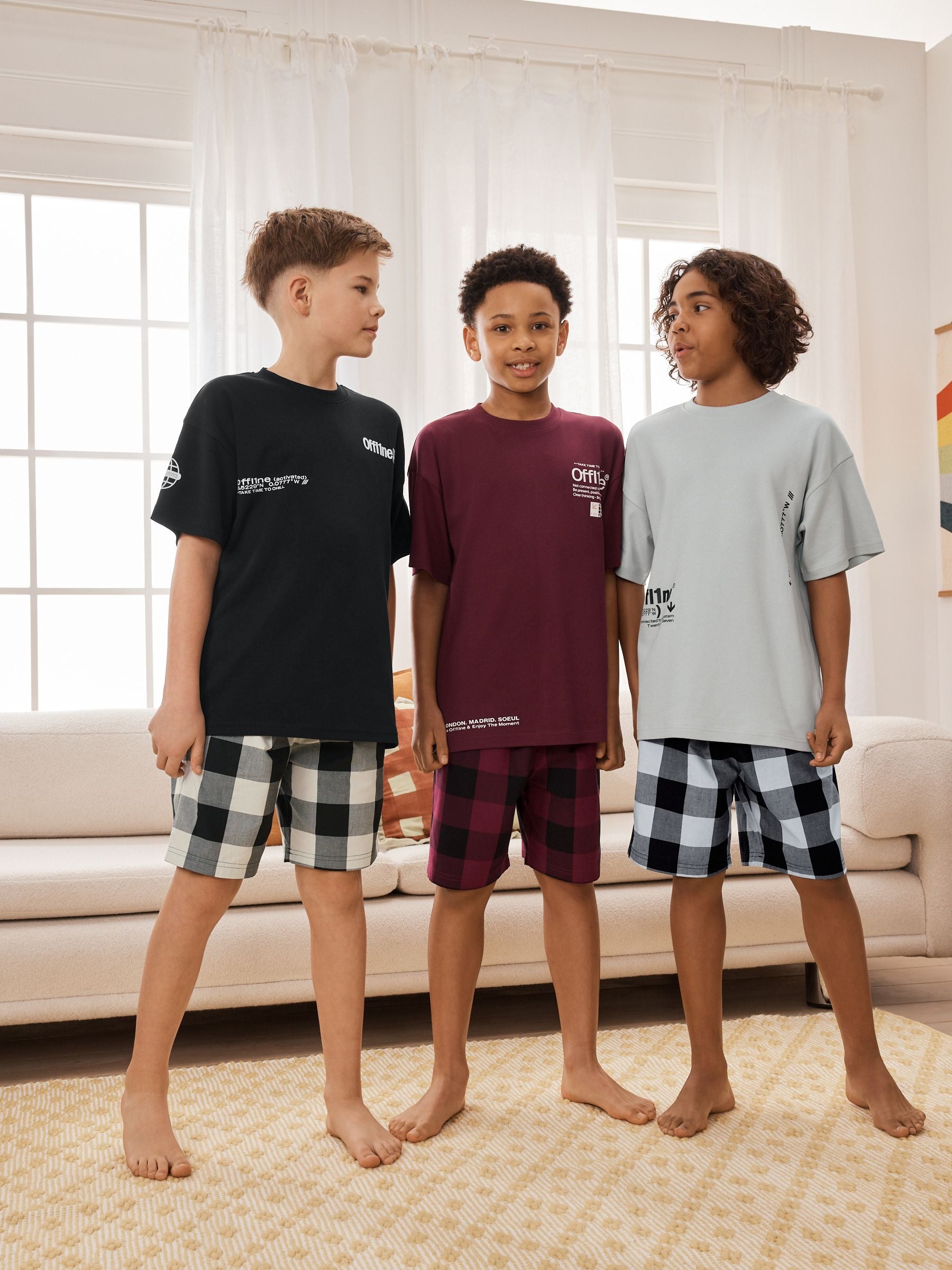 Black/White/Red Check Woven Short Pyjamas 3 Pack (3-16yrs) image 6