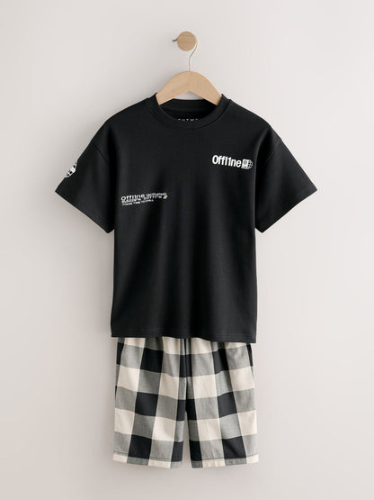 Black/White/Red Check Woven Short Pyjamas 3 Pack (3-16yrs) image 12