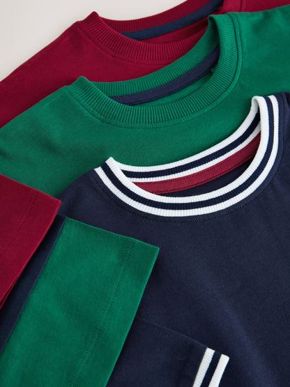 Navy/Burgundy/Green Woven Short Pyjamas 3 Pack (3-16yrs) image 4