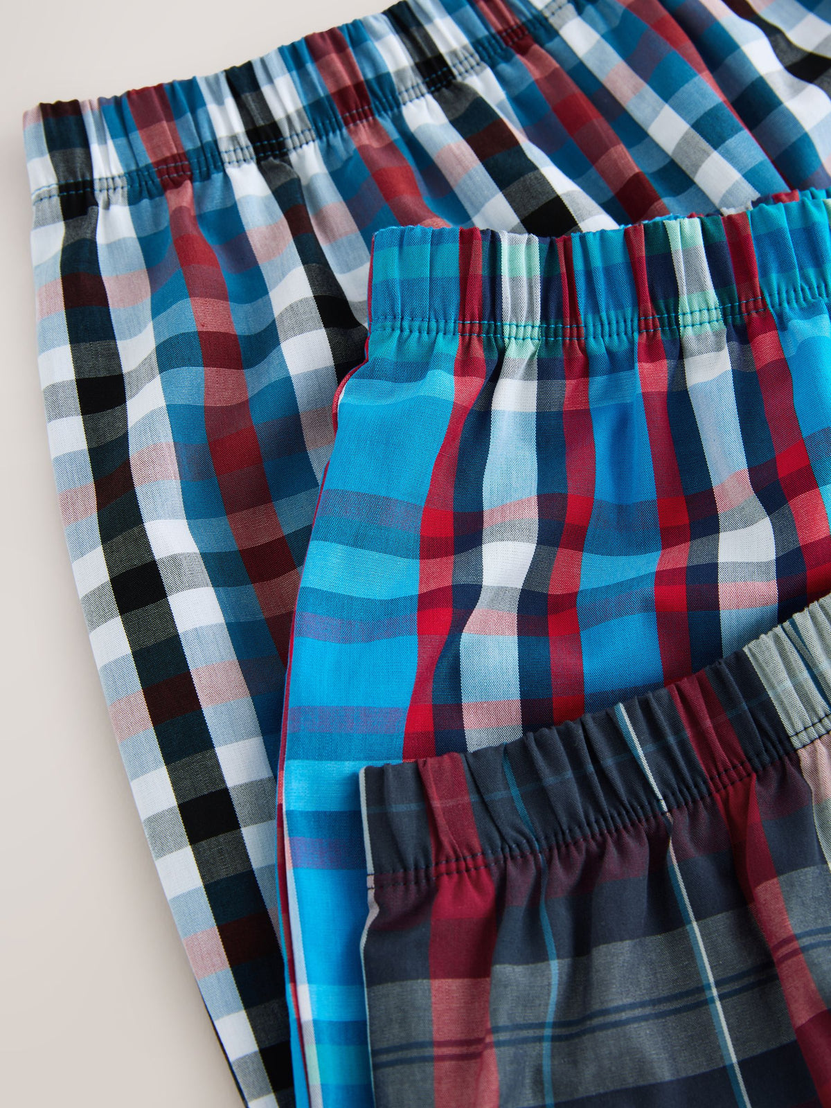 Navy/Burgundy/Green Woven Short Pyjamas 3 Pack (3-16yrs) - image 12