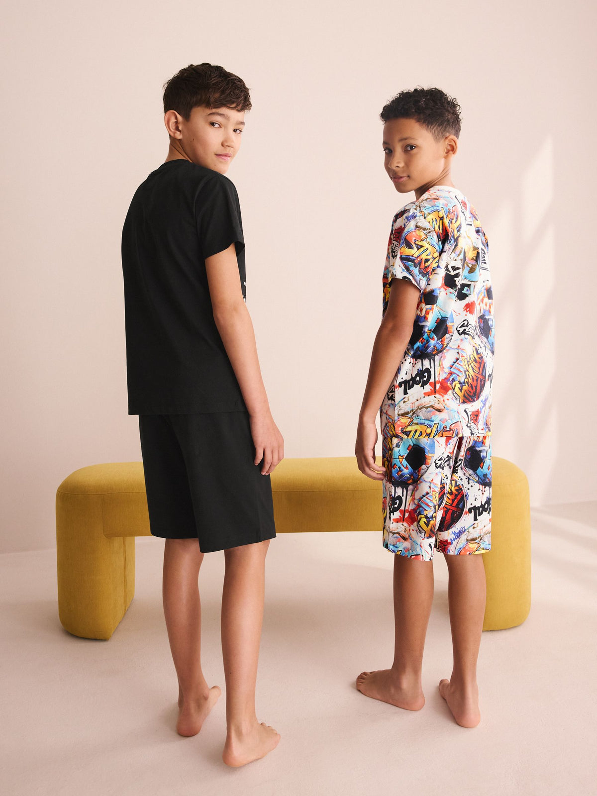 Multi Bright Football Short Pyjamas 2 Pack (3-16yrs) - image 2
