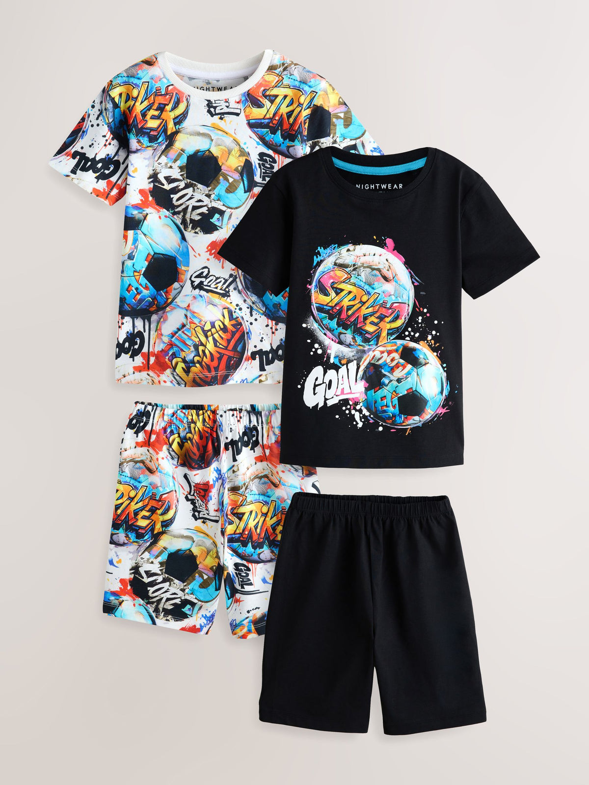 Multi Bright Football Short Pyjamas 2 Pack (3-16yrs) - image 4