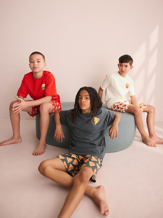 Red/Black/White Fast Food Shorts Pyjamas 3 Pack (4-16yrs) image 1
