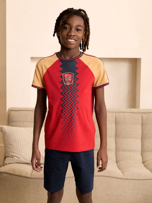 Red/Yellow/Blue Spain Single Short Football Pyjamas (4-14yrs) - image 1