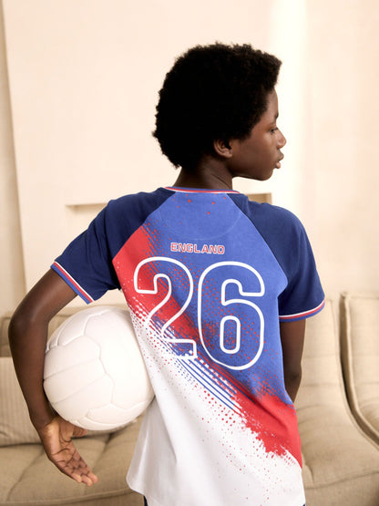 White/Blue/Red England Single Short Football Pyjamas (4-14yrs) - image 3