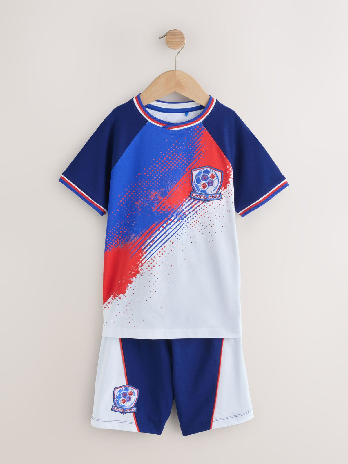 White/Blue/Red England Single Short Football Pyjamas (4-14yrs) - image 4