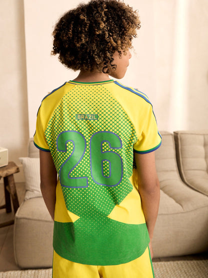 Green/Yellow Brazil Single Short Football Pyjamas (4-14yrs) - image 3