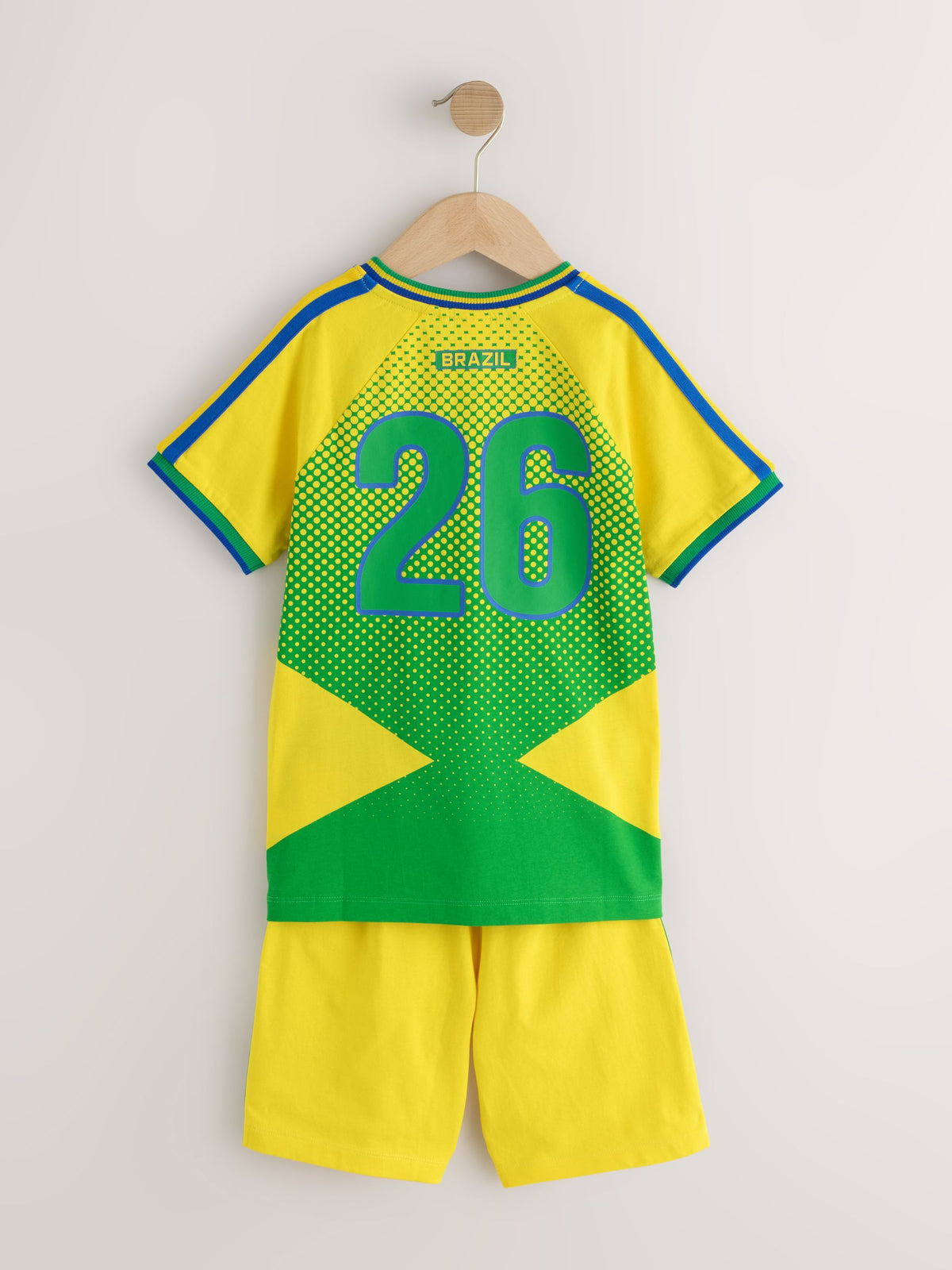 Green/Yellow Brazil Single Short Football Pyjamas (4-14yrs) - image 5