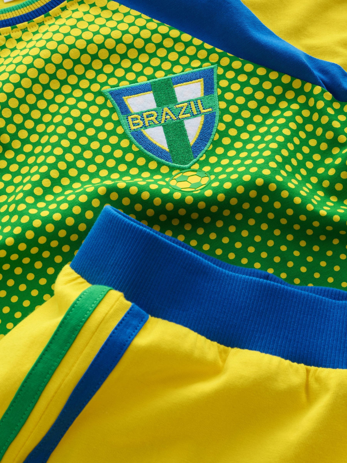 Green/Yellow Brazil Single Short Football Pyjamas (4-14yrs) - image 6