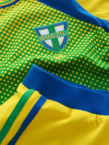 Green/Yellow Brazil Single Short Football Pyjamas (4-14yrs) - image 6