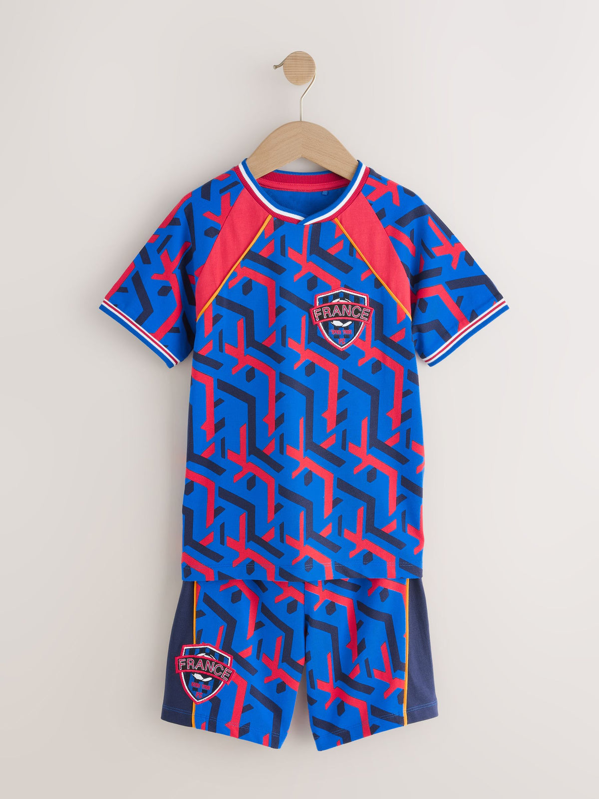 White/Blue/Red France Single Short Football Pyjamas (4-14yrs) - image 4