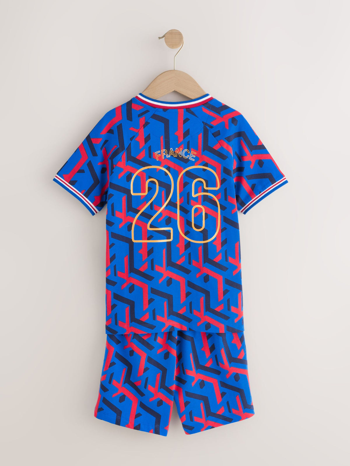 White/Blue/Red France Single Short Football Pyjamas (4-14yrs) - image 5