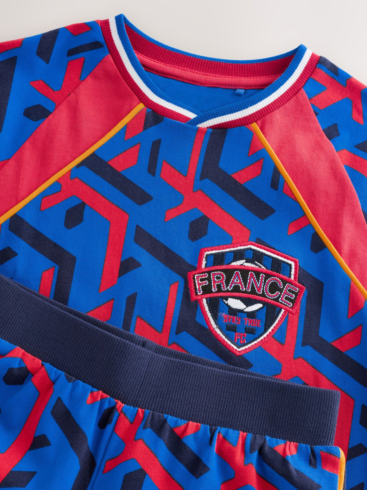 White/Blue/Red France Single Short Football Pyjamas (4-14yrs) - image 6