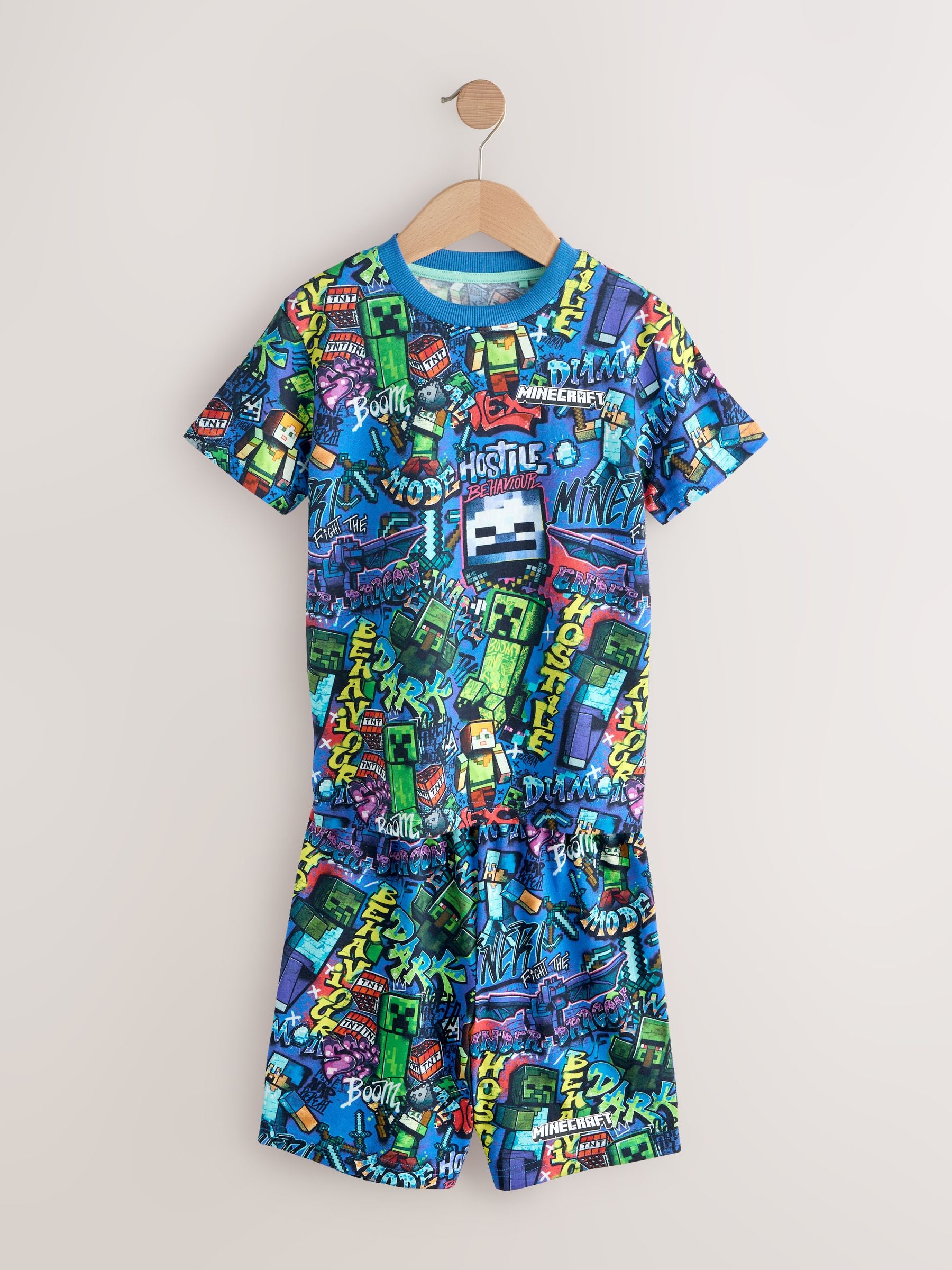 Dsiney Kidz - Green/Blue Minecraft Short Pyjamas 2 Pack (5-14yrs) image 10