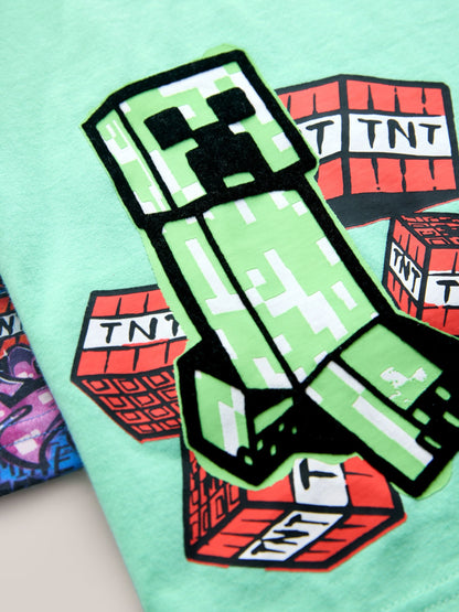 Green/Blue Minecraft Short Pyjamas 2 Pack (5-14yrs) image 4