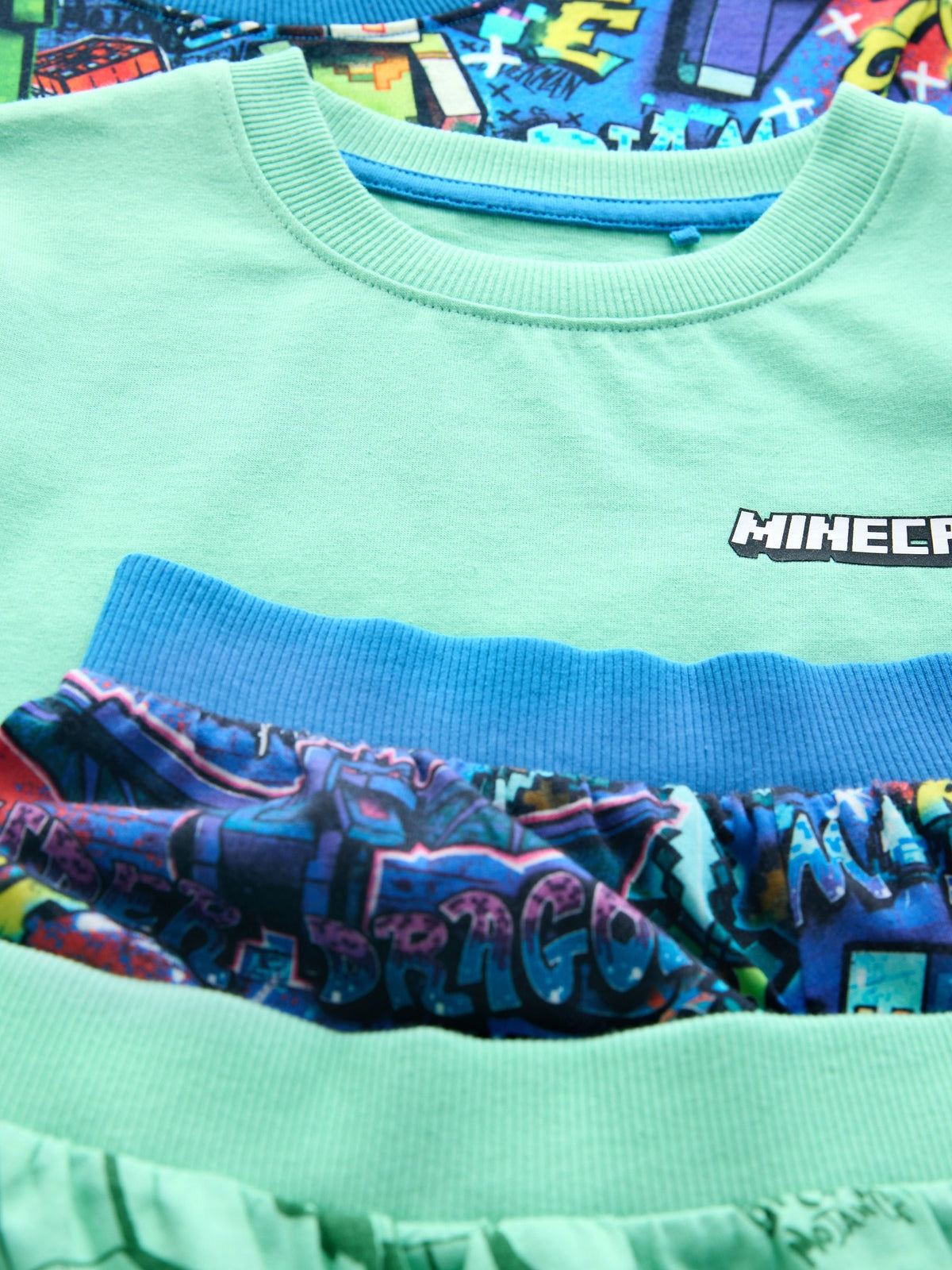 Green/Blue Minecraft Short Pyjamas 2 Pack (5-14yrs) - image 13