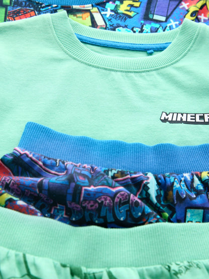 Green/Blue Minecraft Short Pyjamas 2 Pack (5-14yrs) - image 13