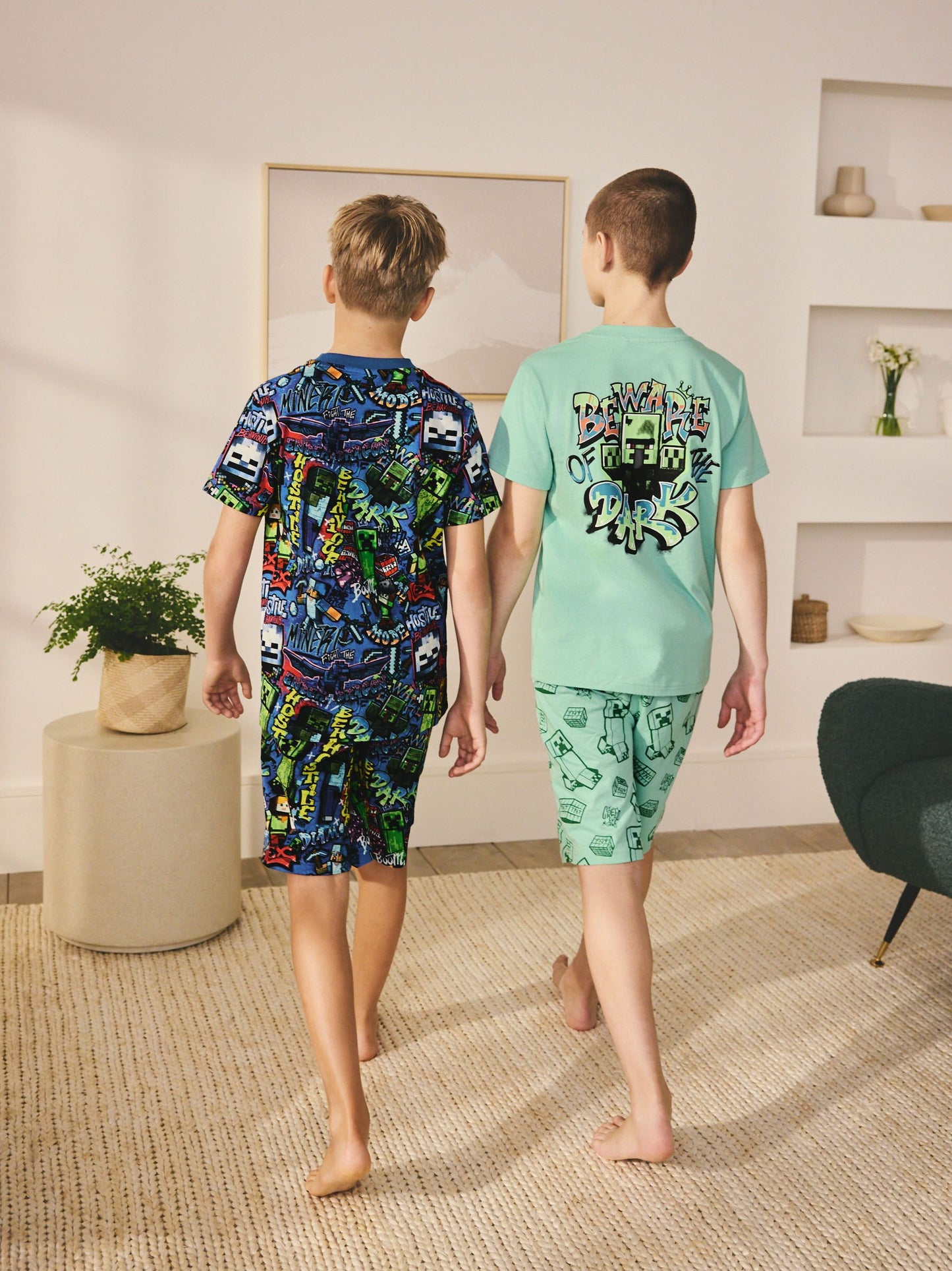 Dsiney Kidz - Green/Blue Minecraft Short Pyjamas 2 Pack (5-14yrs) image 3