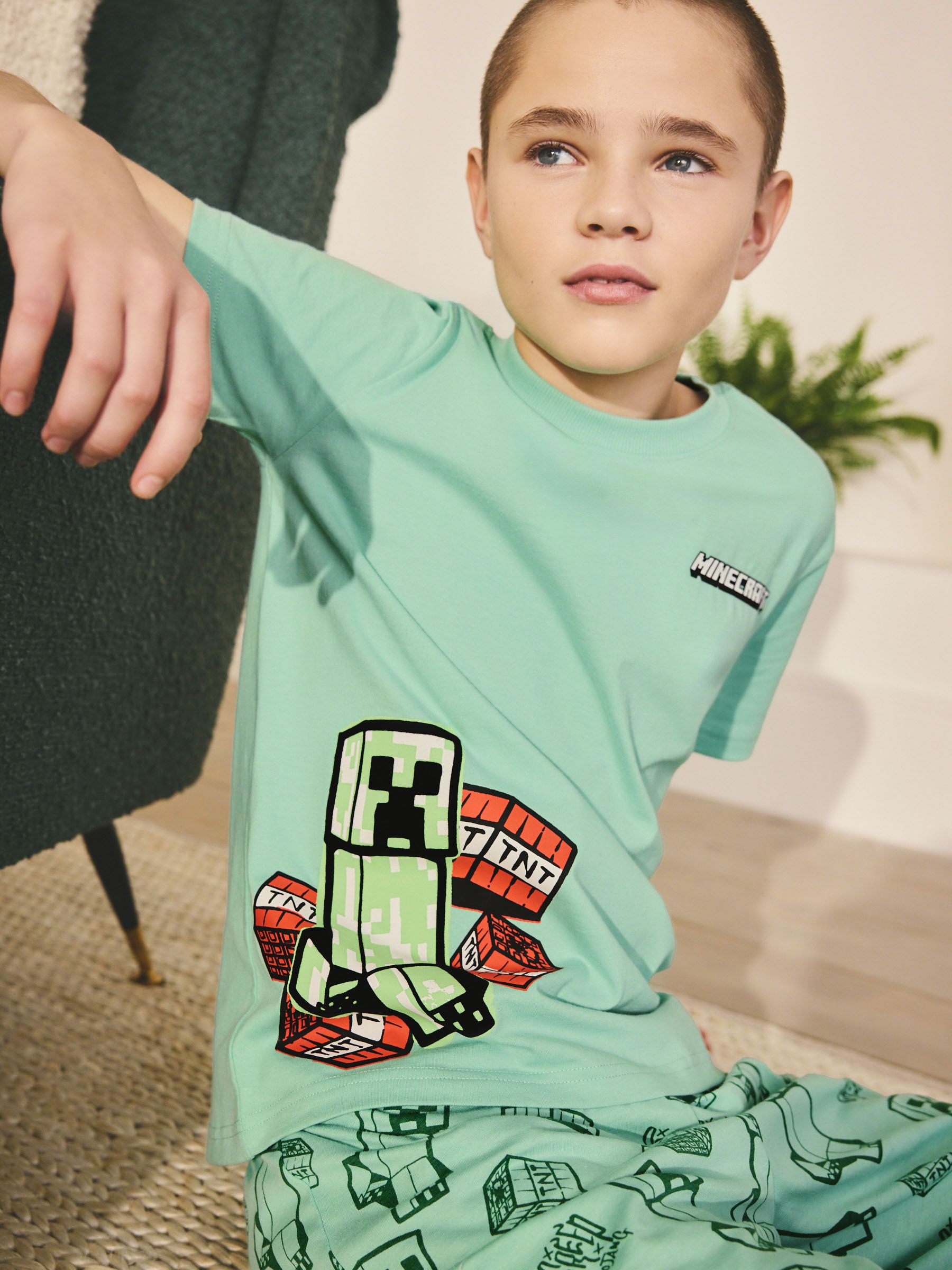 Dsiney Kidz - Green/Blue Minecraft Short Pyjamas 2 Pack (5-14yrs) image 4