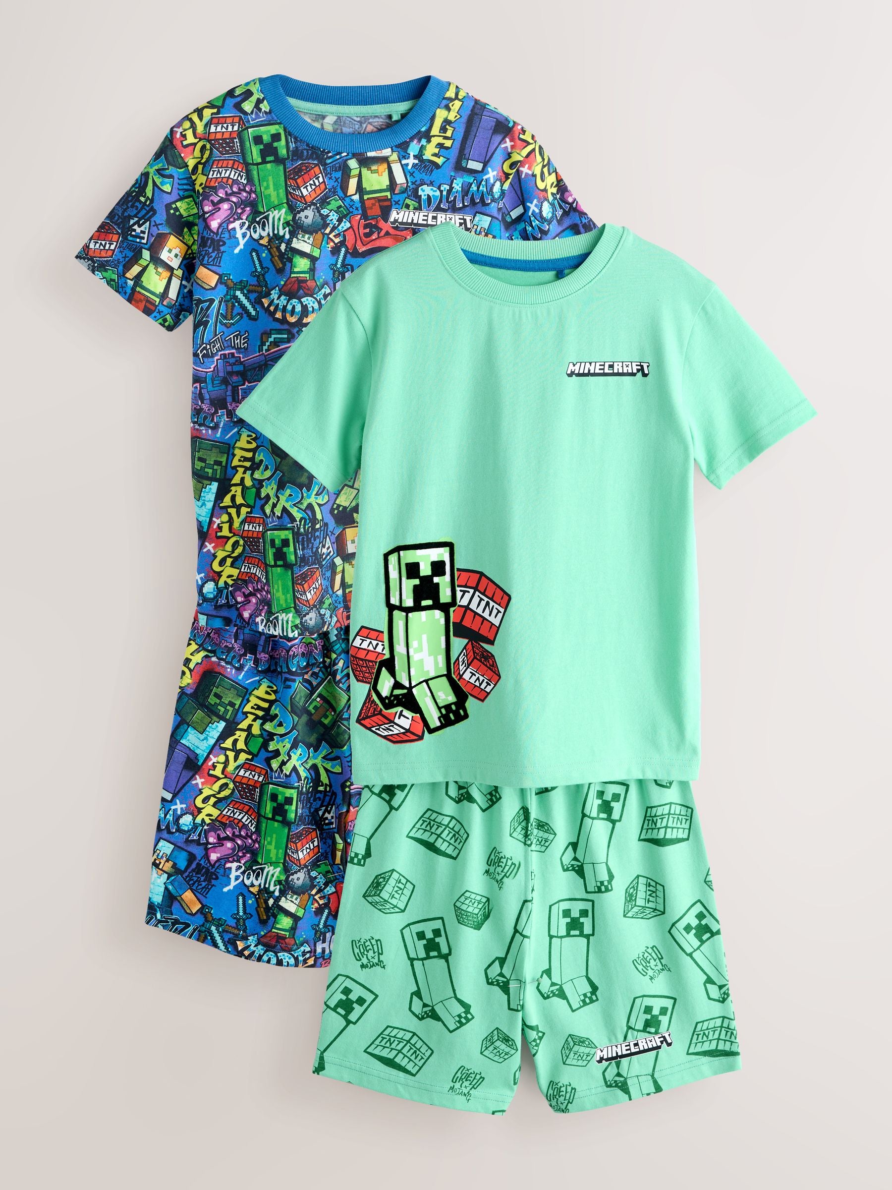 Dsiney Kidz - Green/Blue Minecraft Short Pyjamas 2 Pack (5-14yrs) image 7