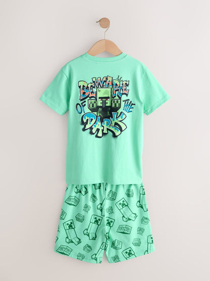 Dsiney Kidz - Green/Blue Minecraft Short Pyjamas 2 Pack (5-14yrs) image 9