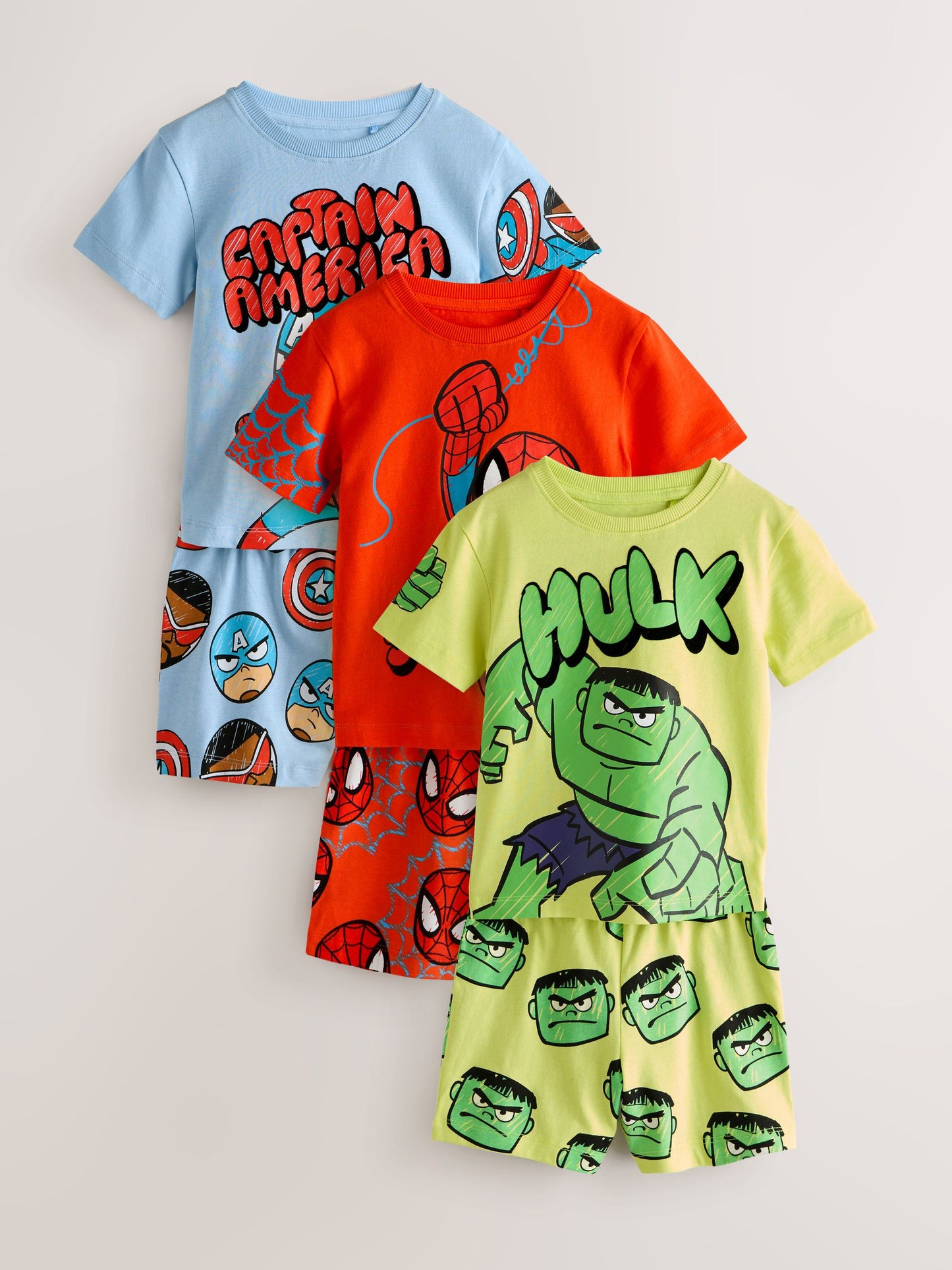 Dsiney Kidz - Red/Blue/Green Marvel Short Pyjamas 3 Pack (12mths-11yrs) image 7