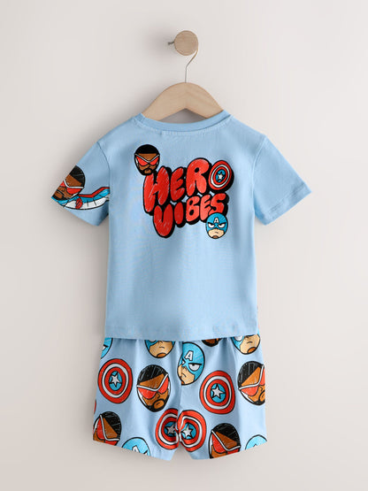 Dsiney Kidz - Red/Blue/Green Marvel Short Pyjamas 3 Pack (12mths-11yrs) image 9