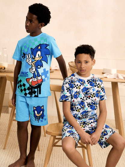 Dsiney Kidz - Blue/White Sonic Short Licence Pyjamas 2 Pack (3-14yrs) image 1