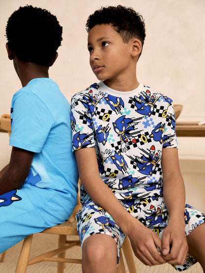 Dsiney Kidz - Blue/White Sonic Short Licence Pyjamas 2 Pack (3-14yrs) image 2