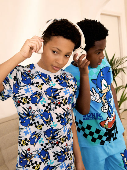 Dsiney Kidz - Blue/White Sonic Short Licence Pyjamas 2 Pack (3-14yrs) image 3