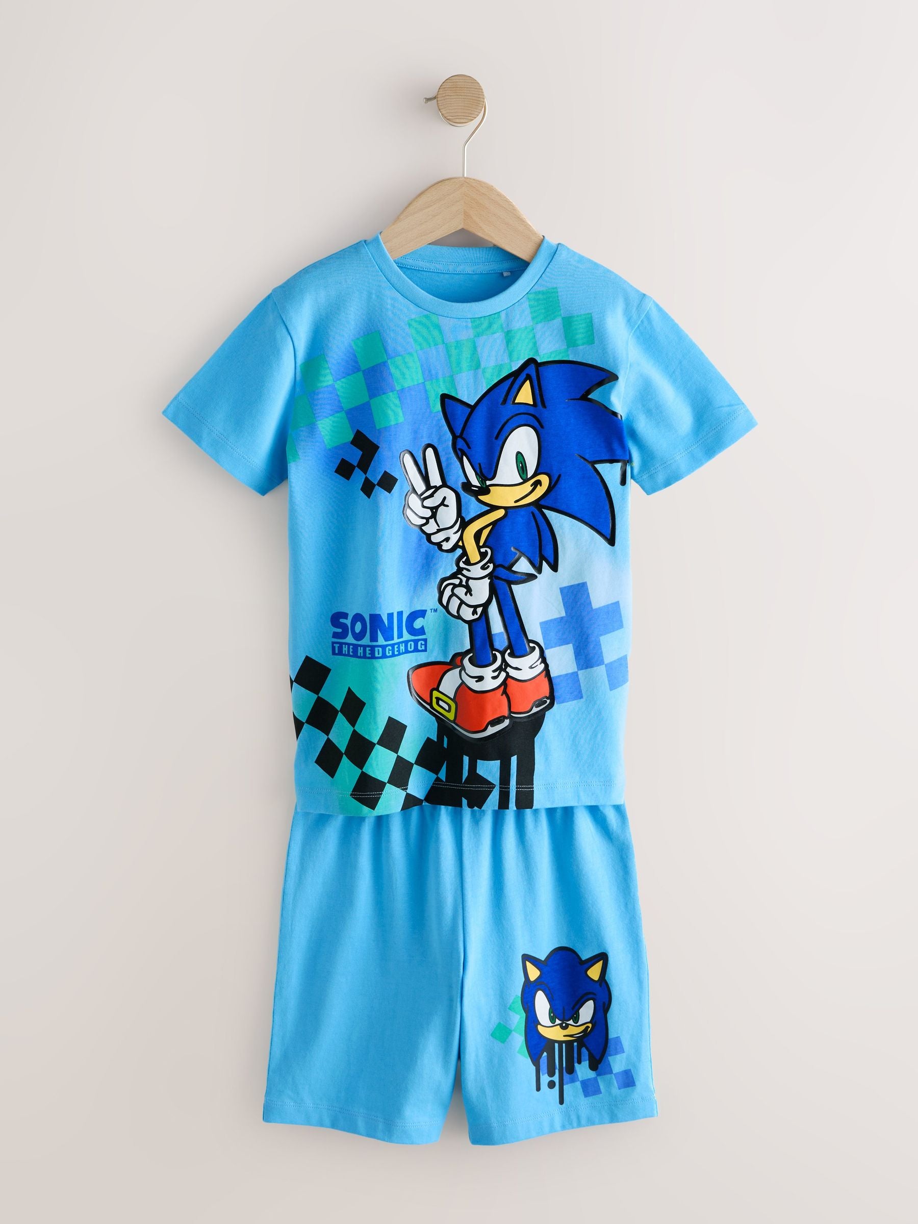 Dsiney Kidz - Blue/White Sonic Short Licence Pyjamas 2 Pack (3-14yrs) image 6