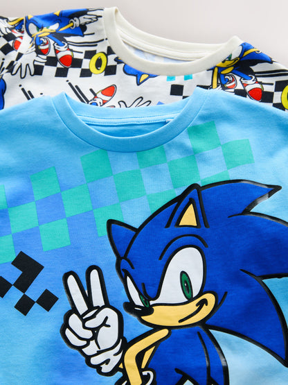 Dsiney Kidz - Blue/White Sonic Short Licence Pyjamas 2 Pack (3-14yrs) image 8