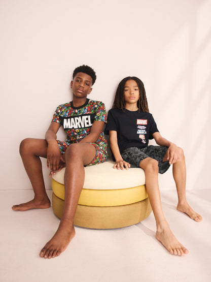 Dsiney Kidz - Black/Red Marvel Short Pyjamas 2 Pack (3-14yrs) image 2
