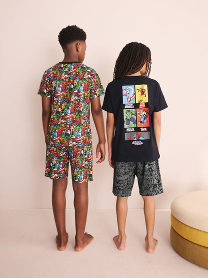 Dsiney Kidz - Black/Red Marvel Short Pyjamas 2 Pack (3-14yrs) image 3