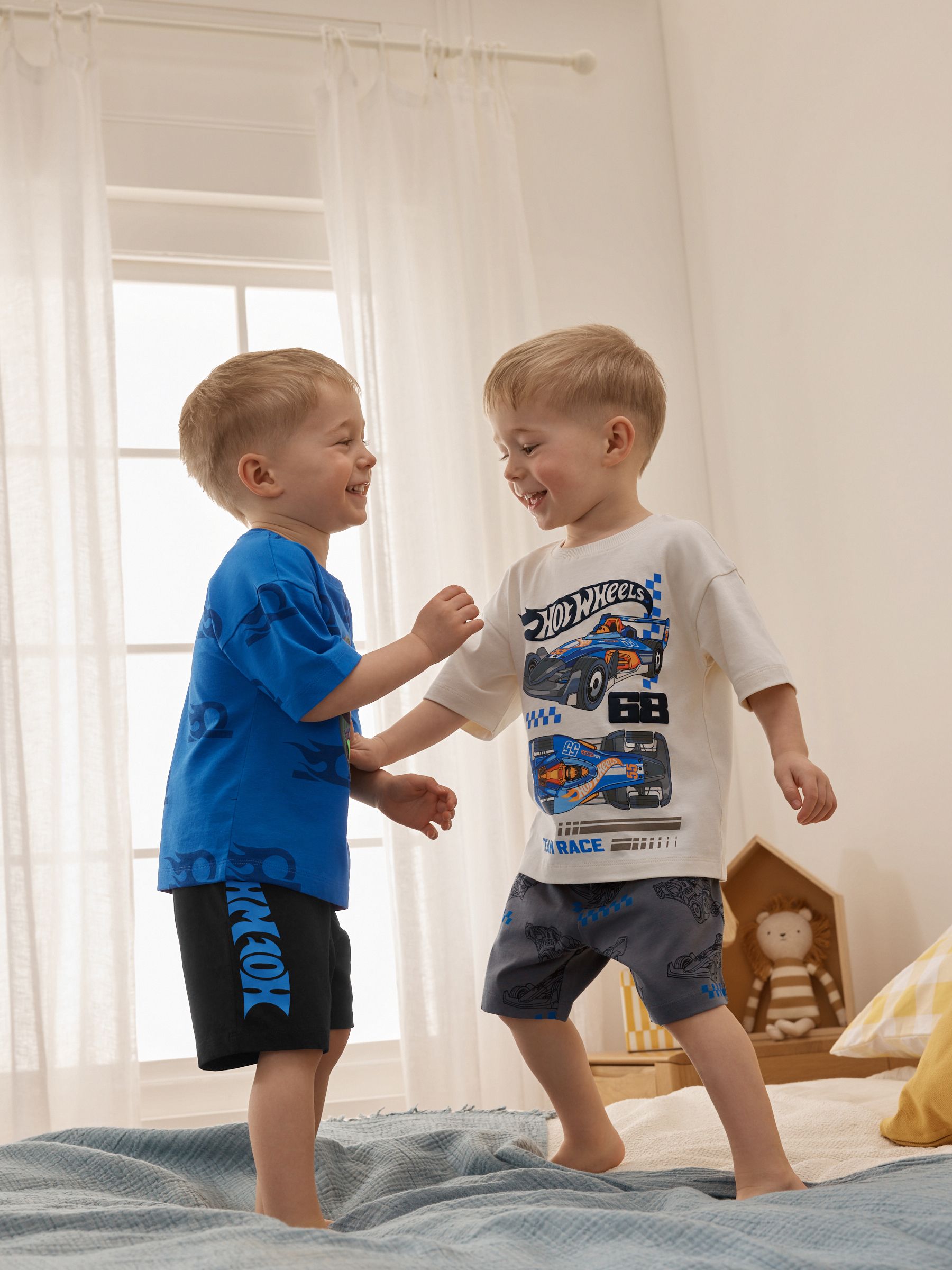 Dsiney Kidz - Blue/White Hot Wheels Short Pyjamas 2 Pack (12mths-10yrs) image 2