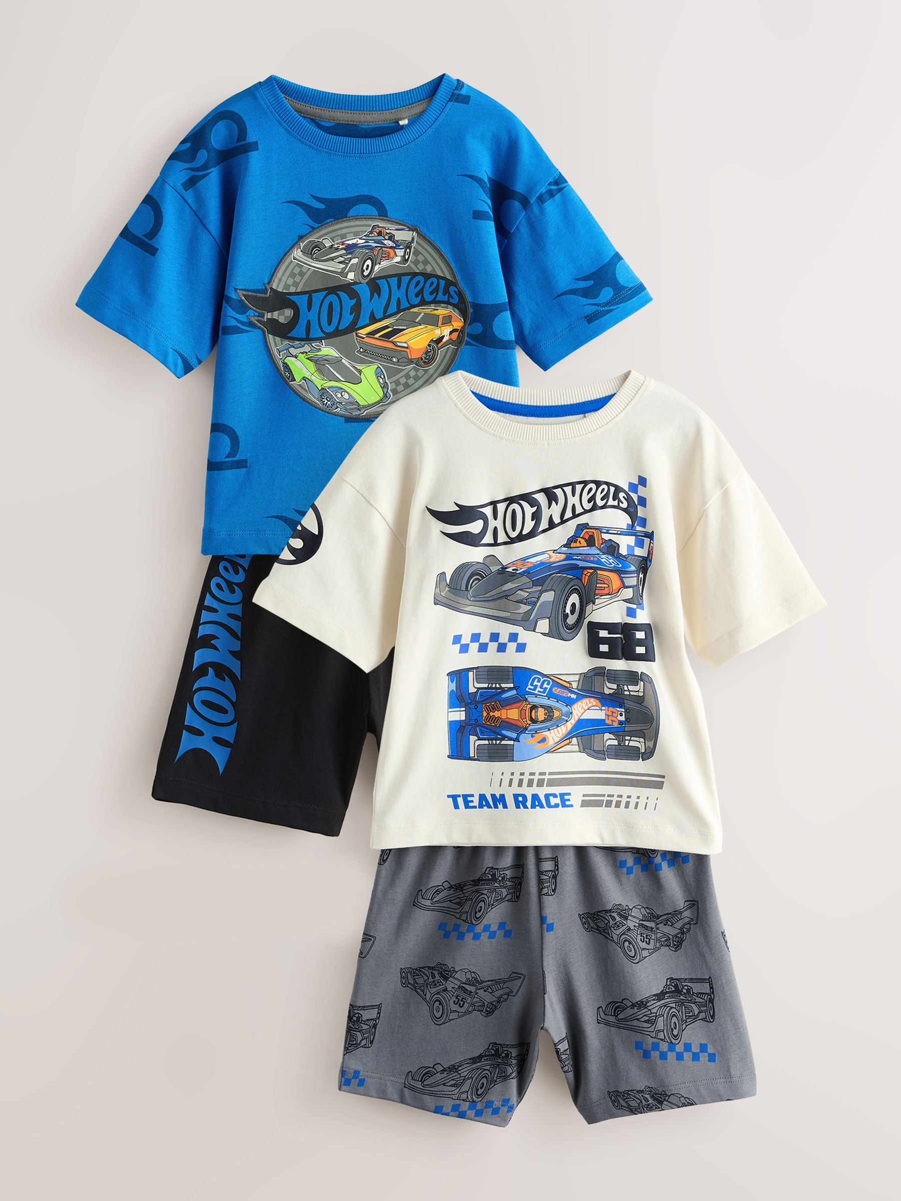 Dsiney Kidz - Blue/White Hot Wheels Short Pyjamas 2 Pack (12mths-10yrs) image 6