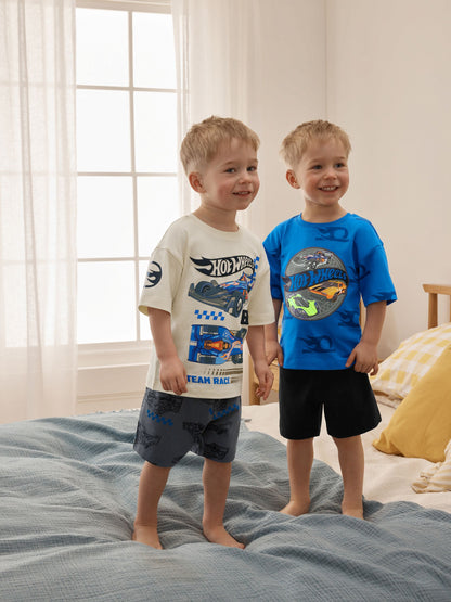 Dsiney Kidz - Blue/White Hot Wheels Short Pyjamas 2 Pack (12mths-10yrs) image 1