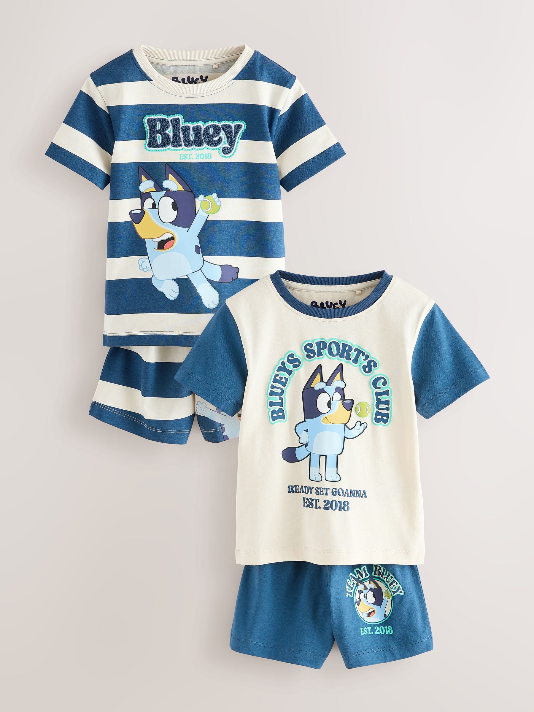 Dsiney Kidz - Blue/White Bluey Short Pyjamas 2 Pack (12mths-8yrs) image 1