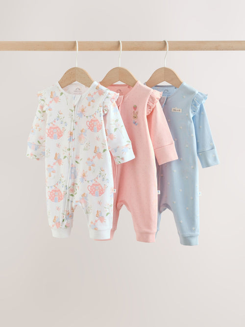 Multi Two Way Zip Baby Sleepsuit 3 Pack (0mths-3yrs) image 1