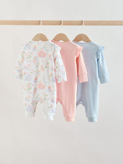 Multi Two Way Zip Baby Sleepsuit 3 Pack (0mths-3yrs) image 2