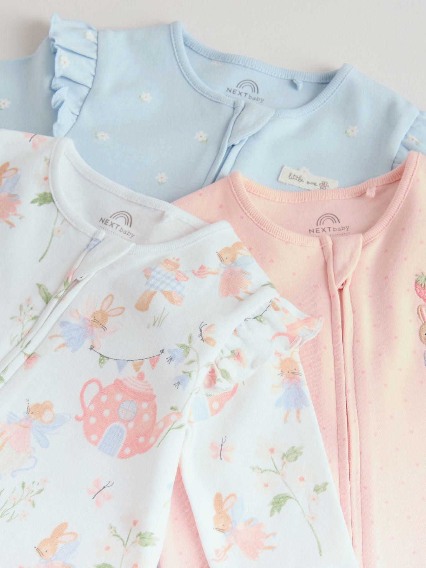 Multi Two Way Zip Baby Sleepsuit 3 Pack (0mths-3yrs) image 8