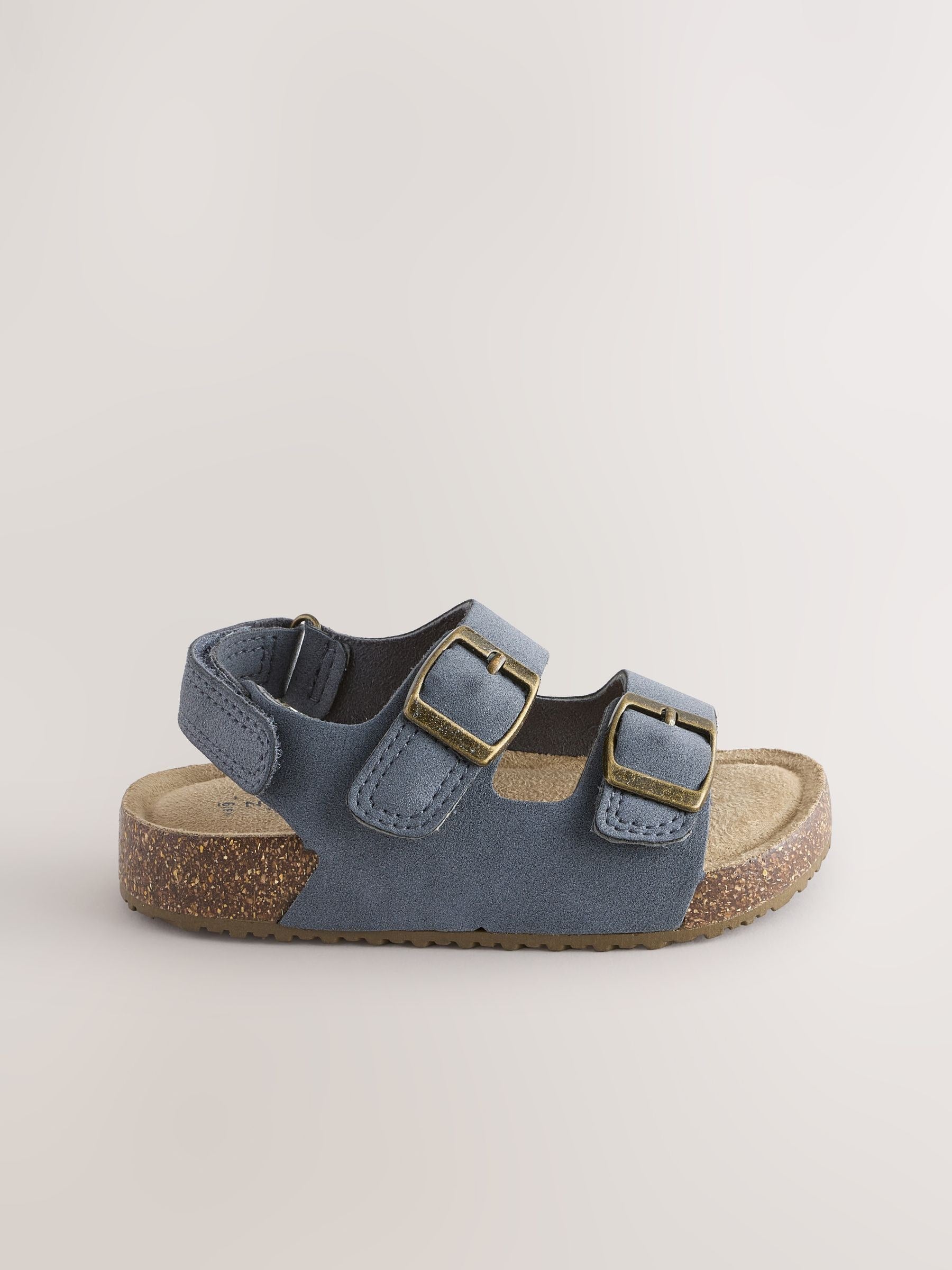 Navy Standard Fit (F) Double Buckle Cushioned Footbed Sandals image 2