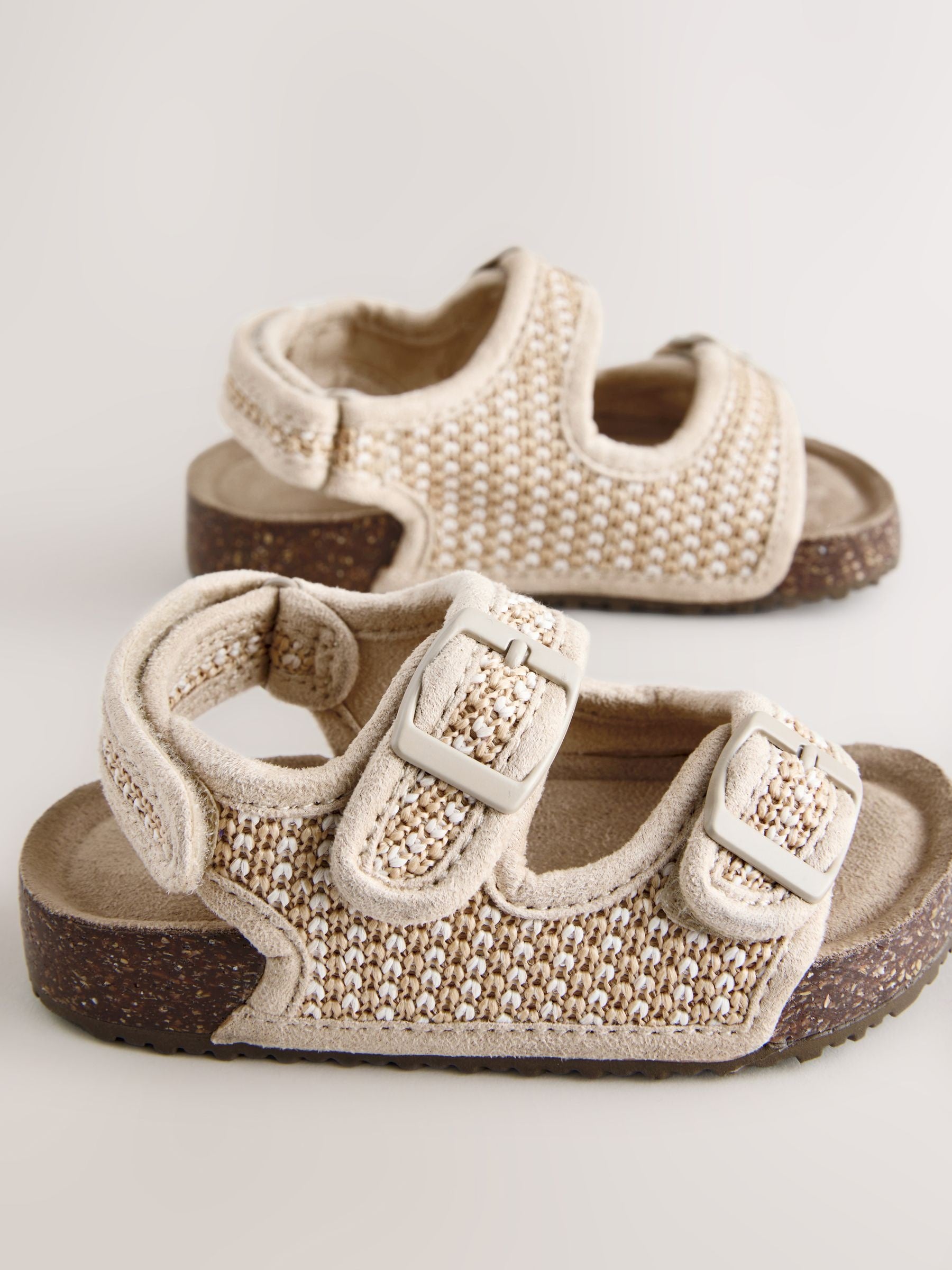 Neutral Standard Fit (F) Double Buckle Cushioned Footbed Sandals image 3