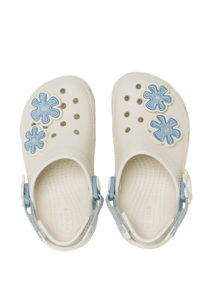 Crocs Brown Classic Denim Flower Adjustable Backstrap Clogs image 3