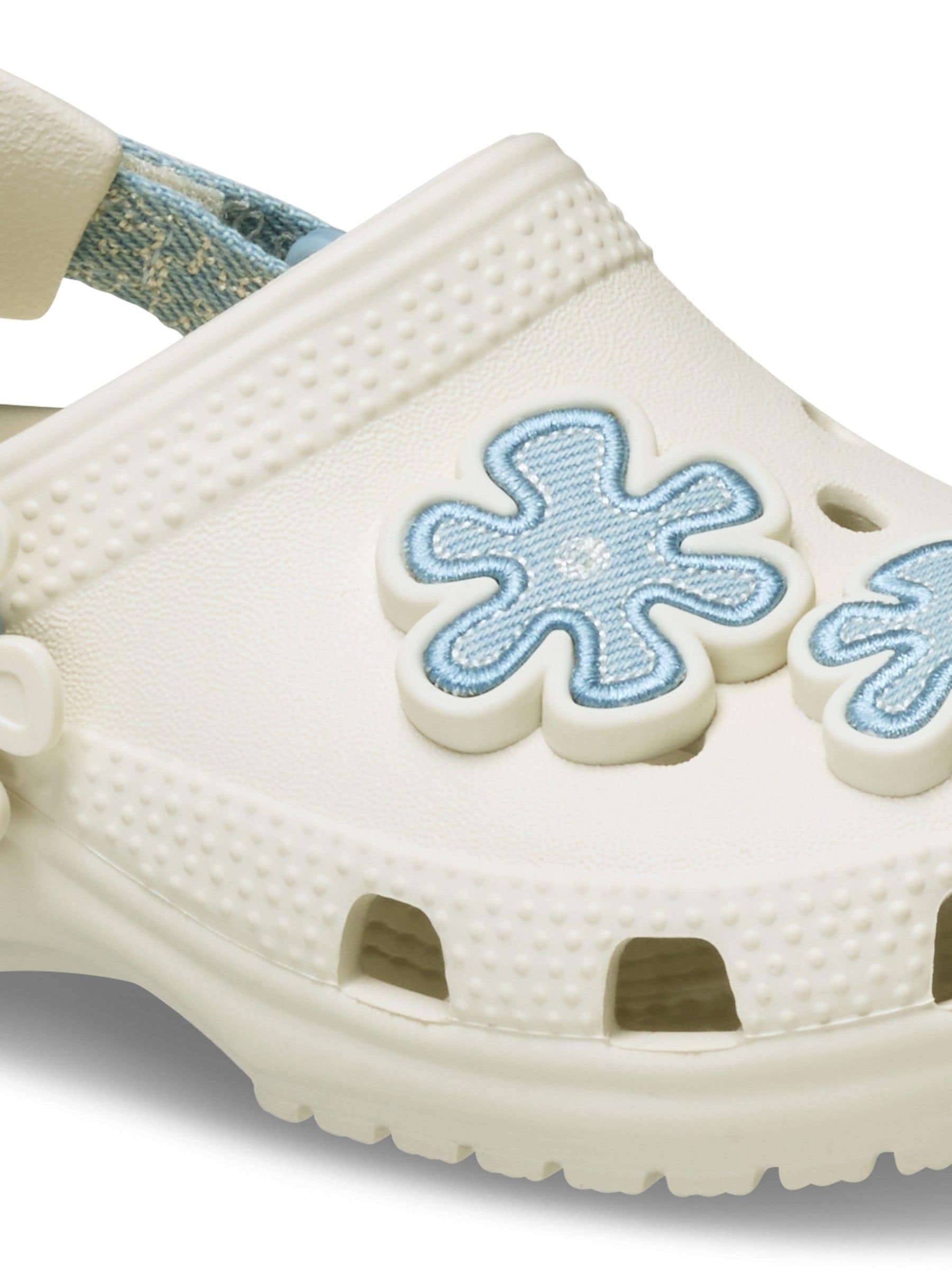 Crocs Brown Classic Denim Flower Adjustable Backstrap Clogs image 6
